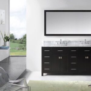 Virtu USA 72" Caroline Parkway Double Bathroom Vanity Square Sinks Espresso Color