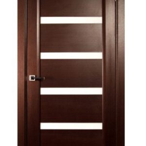 Interior Single Door Wenge Veneer Contemporary Design with Glass Panes