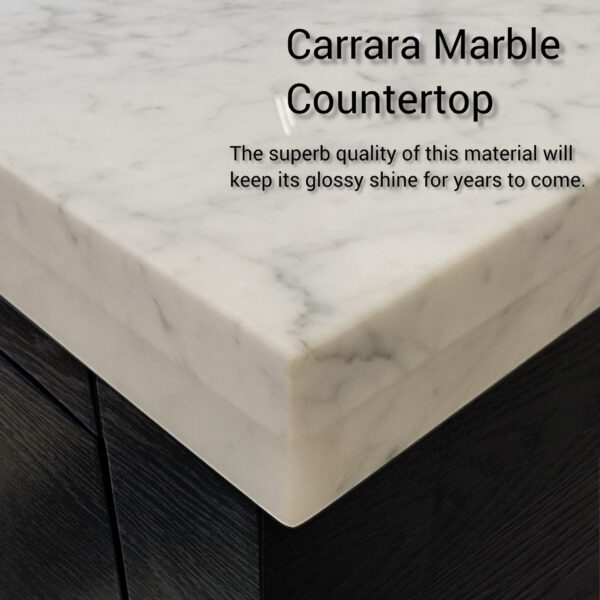 Norwalk 84W x 22D Black Oak Double Bath Vanity, Carrara Marble Top, Faucet Set, and 36Mirrors