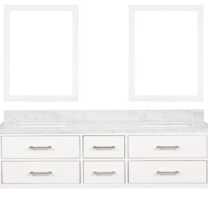 Castor 72W x 22D White Double Bath Vanity, Carrara Marble Top, and 34Mirrors