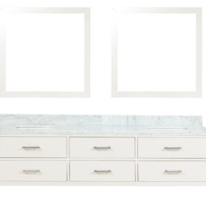 Castor 80W x 22D White Double Bath Vanity, Carrara Marble Top, and 36Mirrors