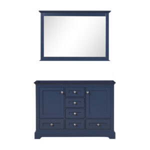 Dukes 48 in. W x 22 in. D Navy Blue Double Bath Vanity and 46 in. Mirror