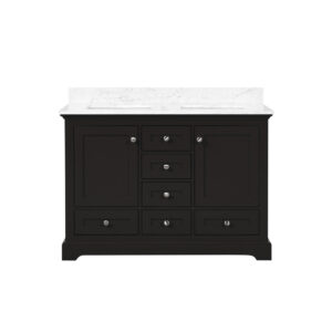 Dukes 48 in. W x 22 in. D Espresso Double Bath Vanity and Carrara Marble Top