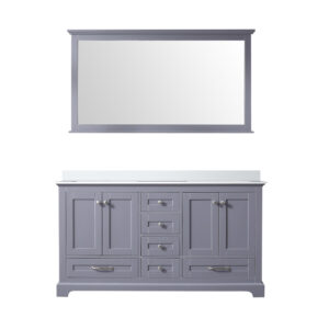 Dukes 60 in. W x 22 in. D Dark Grey Double Bath Vanity, Cultured Marble Top, and 58 in. Mirror