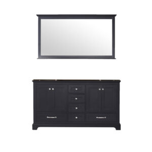 Dukes 60 in. W x 22 in. D Espresso Double Bath Vanity and 58 in. Mirror