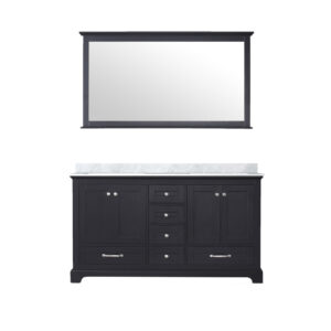 Dukes 60 in. W x 22 in. D Espresso Double Bath Vanity, Carrara Marble Top, and 58 in. Mirror