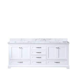 Dukes 80 in. W x 22 in. D White Double Bath Vanity and Carrara Marble Top