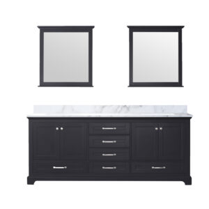 Dukes 80 in. W x 22 in. D Espresso Double Bath Vanity, Carrara Marble Top, and 30 in. Mirrors