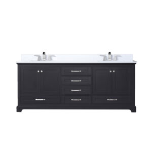 Dukes 80 in. W x 22 in. D Espresso Double Bath Vanity, White Quartz Top, and Faucet Set