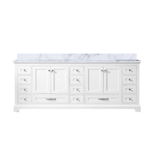 Dukes 84 in. W x 22 in. D White Double Bath Vanity and Carrara Marble Top