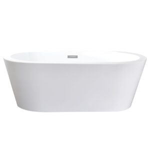 Lure 59 in White Freestanding Acrylic Flatbottom Soaking Bathtub with Chrome Hardware