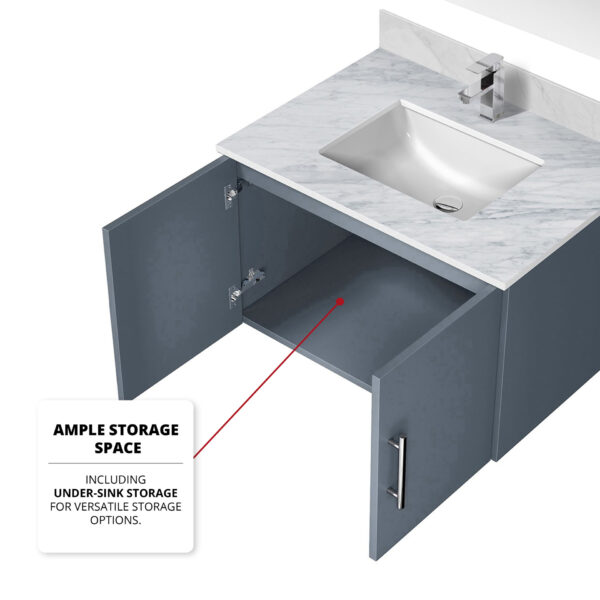 Geneva 30 in. W x 22 in. D Dark Grey Bath Vanity and Carrara Marble Top