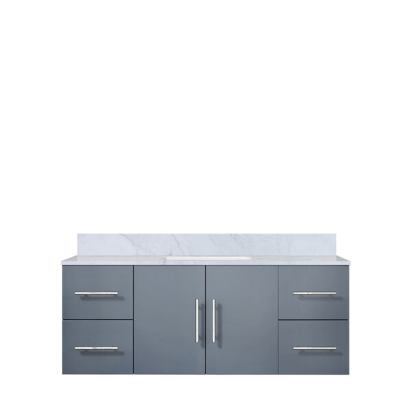 Geneva 48 in. W x 22 in. D Dark Grey Bath Vanity and Carrara Marble Top