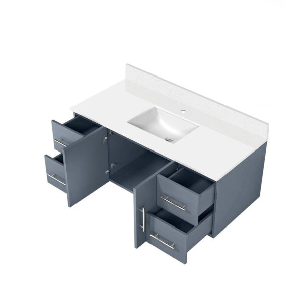 Geneva 48 in. W x 22 in. D Dark Grey Bath Vanity and White Quartz Top