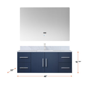 Geneva 48 in. W x 22 in. D Navy Blue Bath Vanity and Cultured Marble Top