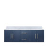 Geneva 60 in. W x 22 in. D Navy Blue Double Bath Vanity and Carrara Marble Top