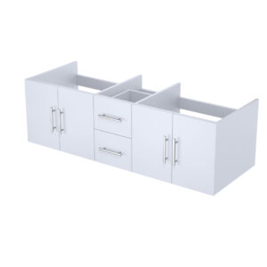 Geneva 60 in. W x 22 in. D Glossy White Double Bath Vanity