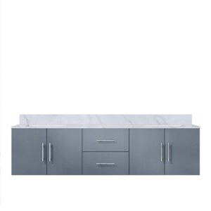 Geneva 80 in. W x 22 in. D Navy Blue Double Bath Vanity and Carrara Marble Top