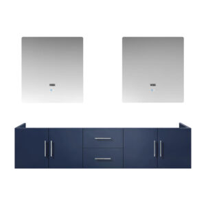 Geneva 80 in. W x 22 in. D Navy Blue Double Bath Vanity and 30 in. LED Mirrors