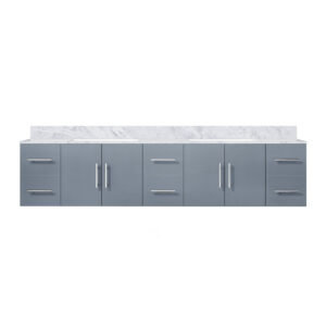 Geneva 84 in. W x 22 in. D Dark Grey Double Bath Vanity and Carrara Marble Top