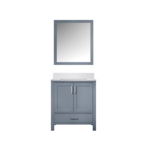 Jacques 30 in. W x 22 in. D Dark Grey Bath Vanity, Cultured Marble Top, and 28 in. Mirror