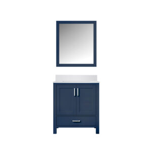 Jacques 30 in. W x 22 in. D Navy Blue Bath Vanity, Cultured Marble Top, and 28 in. Mirror