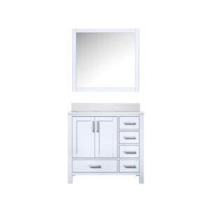 Jacques 36 in. W x 22 in. D Left Offset White Bath Vanity, Cultured Marble Top, and 34 in. Mirror