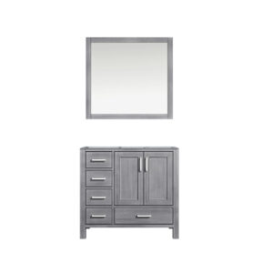 Jacques 36 in. W x 22 in. D Right Offset Distressed Grey Bath Vanity and 34 in. Mirrors