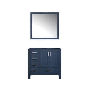 Jacques 36 in. W x 22 in. D Right Offset Navy Blue Bath Vanity and 34 in. Mirrors