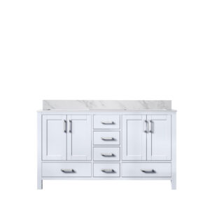 Jacques 60 in. W x 22 in. D White Double Bath Vanity and Carrara Marble Top