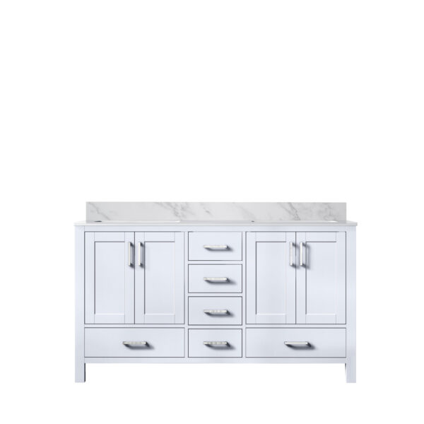 Jacques 60 in. W x 22 in. D White Double Bath Vanity and Carrara Marble Top