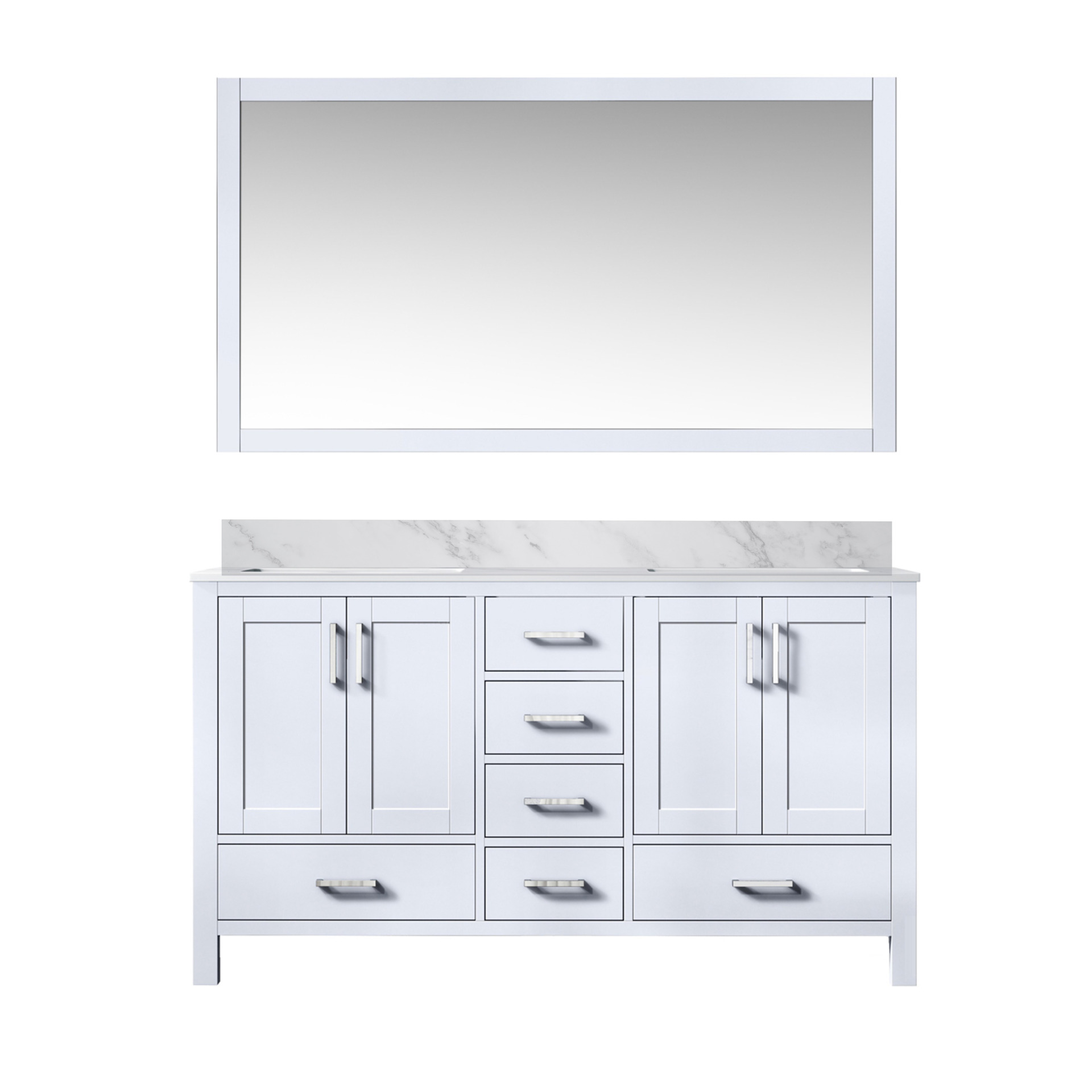 lj342260dadsm58-1.jpg Jacques 60 in. W x 22 in. D White Double Bath Vanity, Carrara Marble Top, and 58 in. Mirror