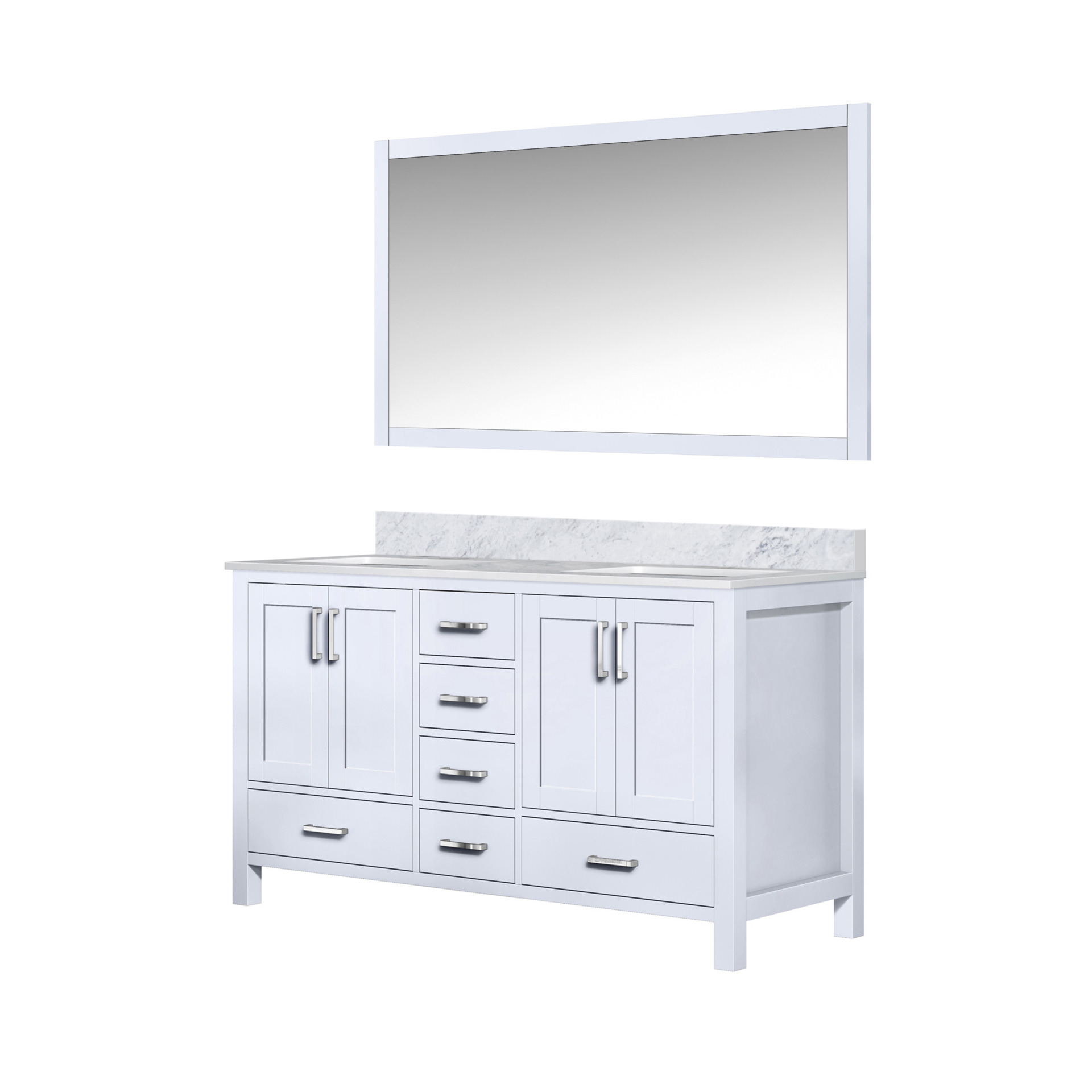 lj342260dadsm58-2.jpg Jacques 60 in. W x 22 in. D White Double Bath Vanity, Carrara Marble Top, and 58 in. Mirror