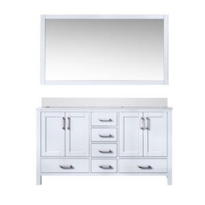 Jacques 60 in. W x 22 in. D White Bath Vanity, Cultured Marble Top, and 58 in. Mirror