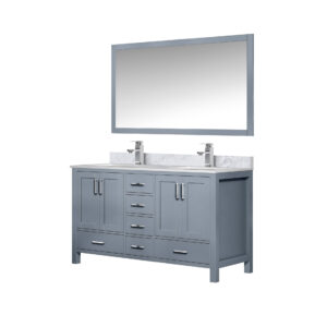 Jacques 60 in. W x 22 in. D Dark Grey Double Bath Vanity and 58 in. Mirror