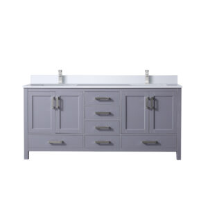 Jacques 72 in. W x 22 in. D Dark Grey Double Bath Vanity, White Quartz Top, and Faucet Set