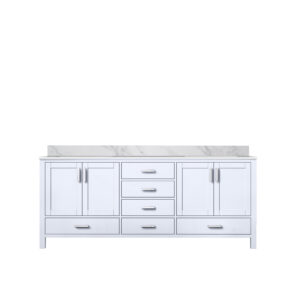 Jacques 80 in. W x 22 in. D White Double Bath Vanity and Carrara Marble Top