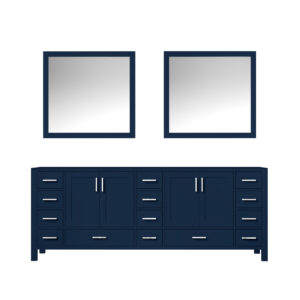 Jacques 84 in. W x 22 in. D Navy Blue Double Bath Vanity and 34 in. Mirrors