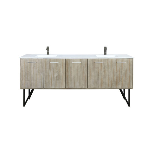 Lancy 80W x 20D Rustic Acacia Double Bath Vanity, Cultured Marble Top and Gun Metal Faucet Set