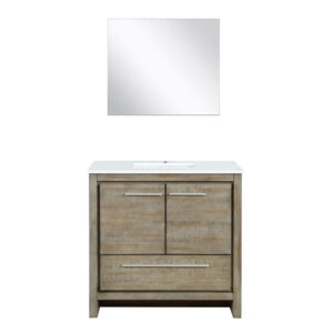 Lafarre 36W x 20D Rustic Acacia Bath Vanity, Cultured Marble Top and 28Mirror