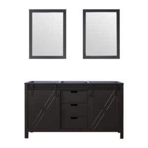 Marsyas 60W x 22D Brown Double Bath Vanity and 24Mirrors