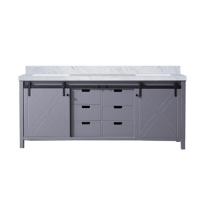 Marsyas 80W x 22D Dark Grey Double Bath Vanity and Carrara Marble Countertop