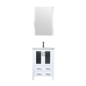 Volez 24W x 18.25D White Bath Vanity, White Ceramic Top, Faucet Set, and 22Mirror