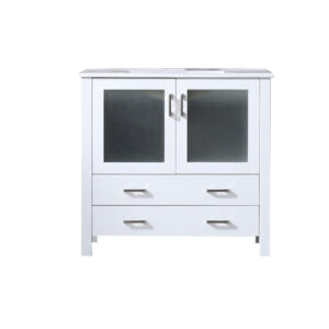 Volez 36W x 18.25D White Bath Vanity and White Ceramic Top