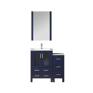 Volez 36W x 18.25D Navy Blue Bath Vanity with Side Cabinet, Faucet Set, and 22Mirror