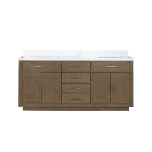 Abbey 72W x 22D Grey Oak Double Bath Vanity and Carrara Marble Top