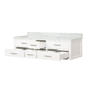 Castor 72W x 22D White Double Bath Vanity and Carrara Marble Top