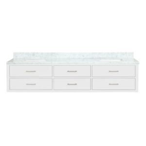 Castor 84W x 22D White Double Bath Vanity and Carrara Marble Top