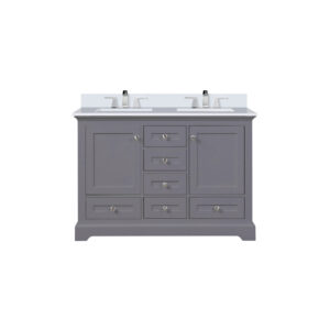 Dukes 48 in. W x 22 in. D Dark Grey Double Bath Vanity, Cultured Marble Top, and Faucet Set