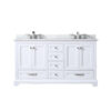 Dukes 60 in. W x 22 in. D White Double Bath Vanity, Carrara Marble Top, and Faucet Set